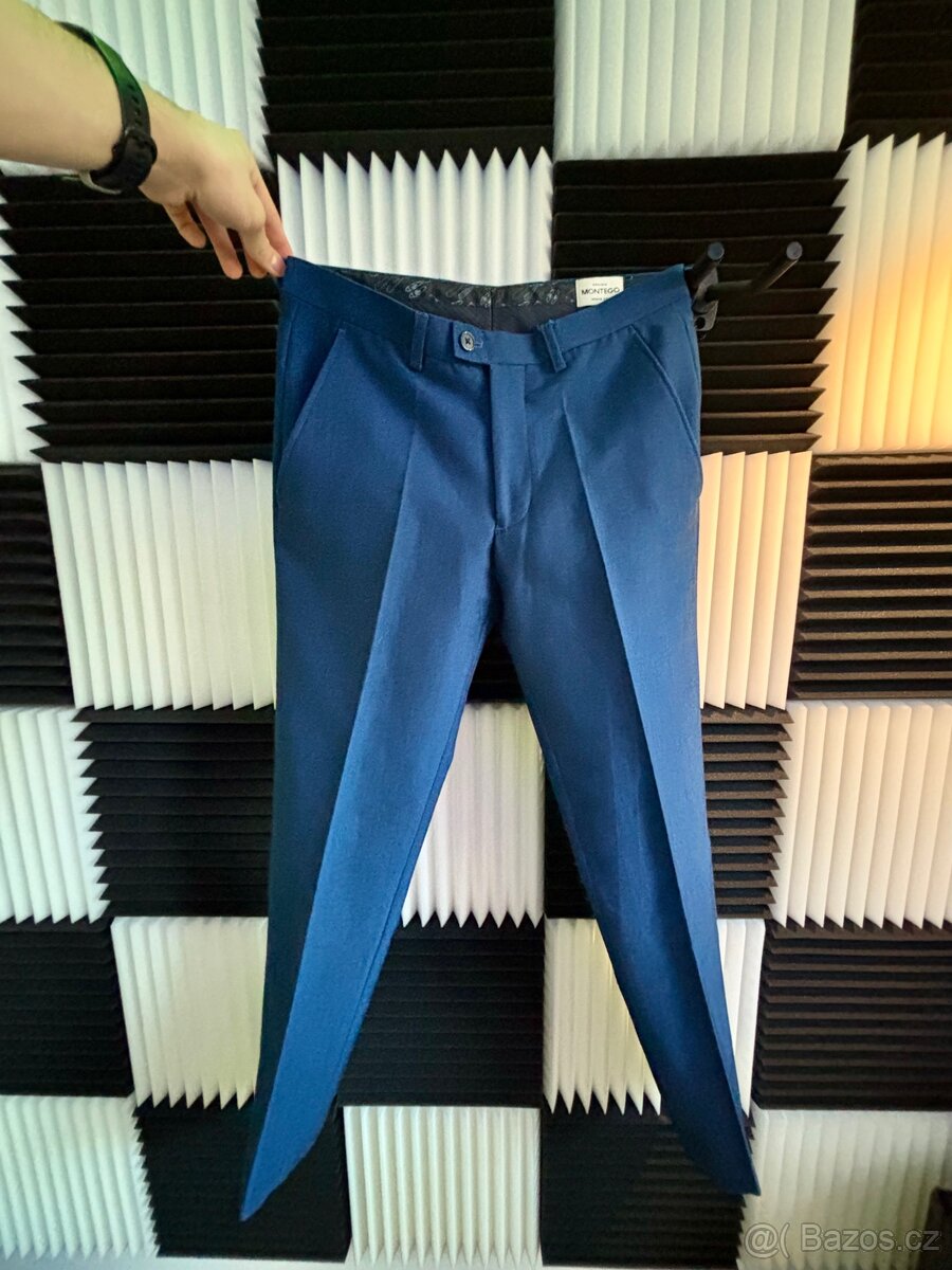 Modrý pánský oblek – sako + kalhoty - 8