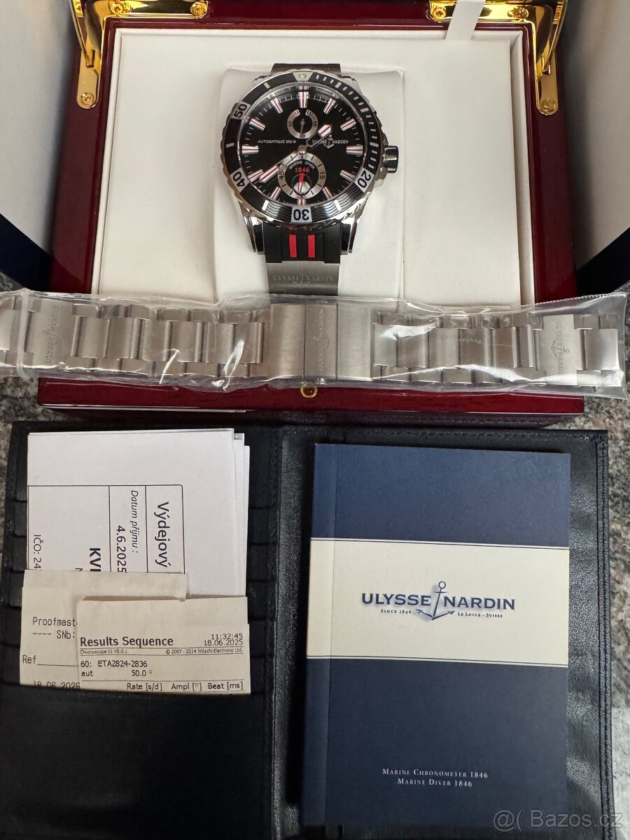 Ulysse Nardin Marine Diver, Chronometr, ocel. náramek+kaučuk - 8