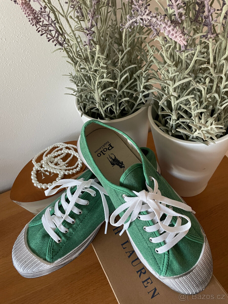 Nové zelené plátěné tenisky Polo Ralph Lauren, vel. 40 - 8