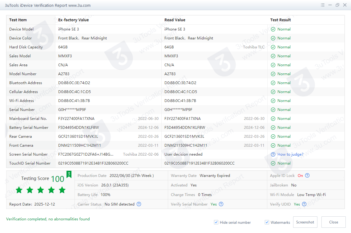 iPhone SE (2022) 64 GB Baterie 100% - 8