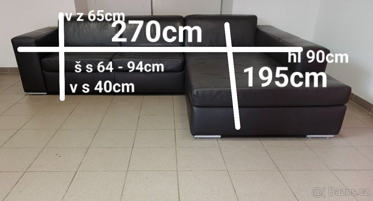 Kožená rohová sedací souprava - jak NOVÁ, TOP STAV - 8