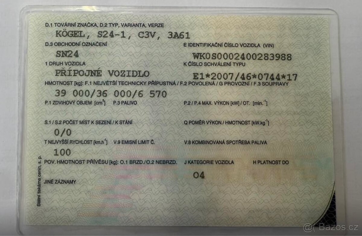 Prodej návěsu KÖGEL SN24 - 8