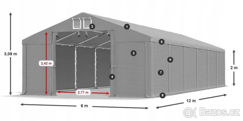 Skladovací stan 6x12m PVC - 8