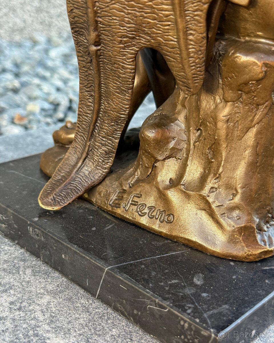 Bronzová socha Zadumaný Satan temná mystická figurka luxusní - 8