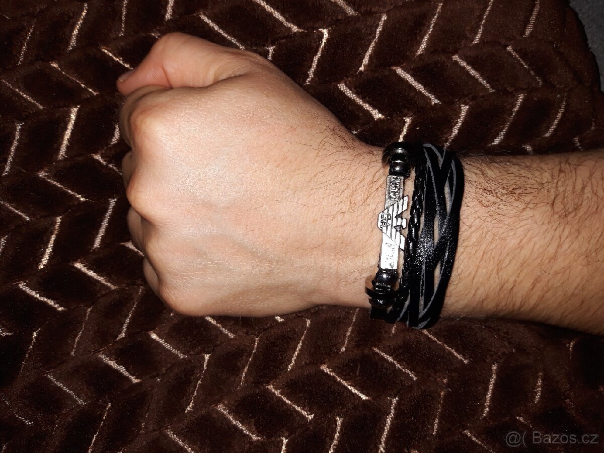 Armani pánský kožený náramek páskový pravá kůže 21,5 cm - 8