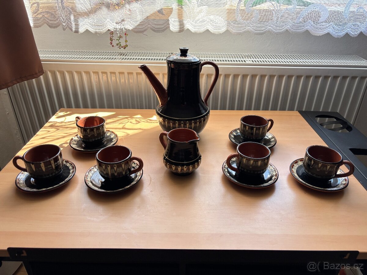 Bulharská retro čajová souprava - černá - 8