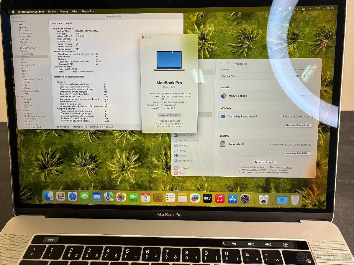 MacBook Pro 15'' 2018 / i9 / 32GB / 512GB SSD - DPH - 8