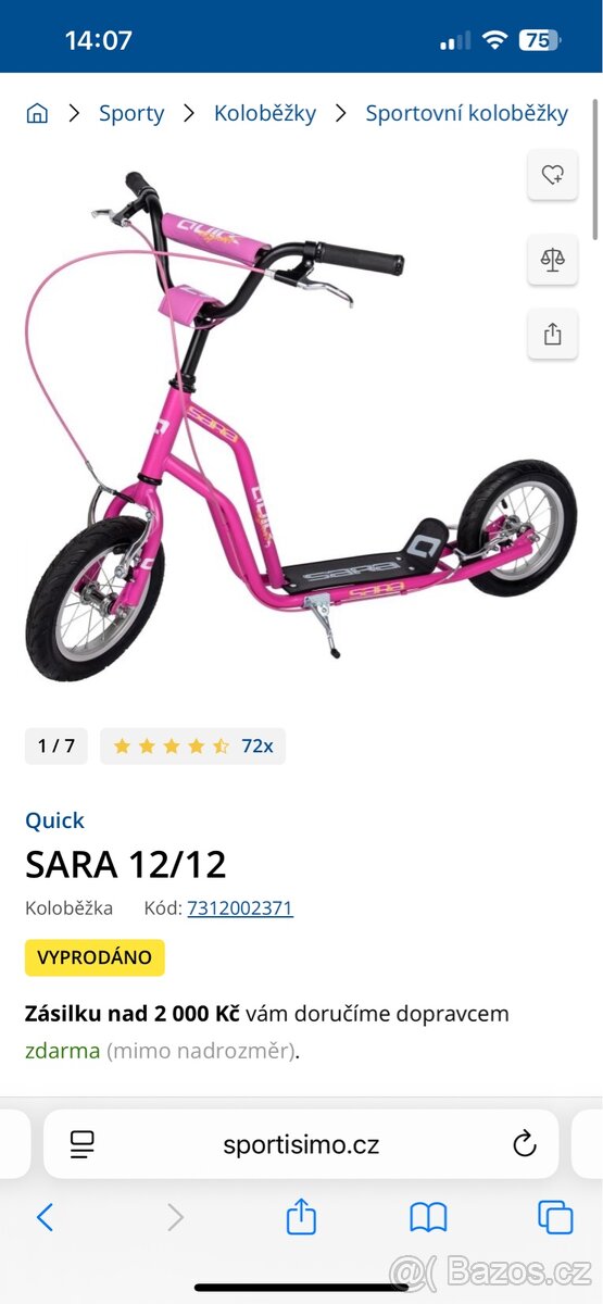 Sportovní dívčí koloběžka Quick s nafukovacími koly - 8