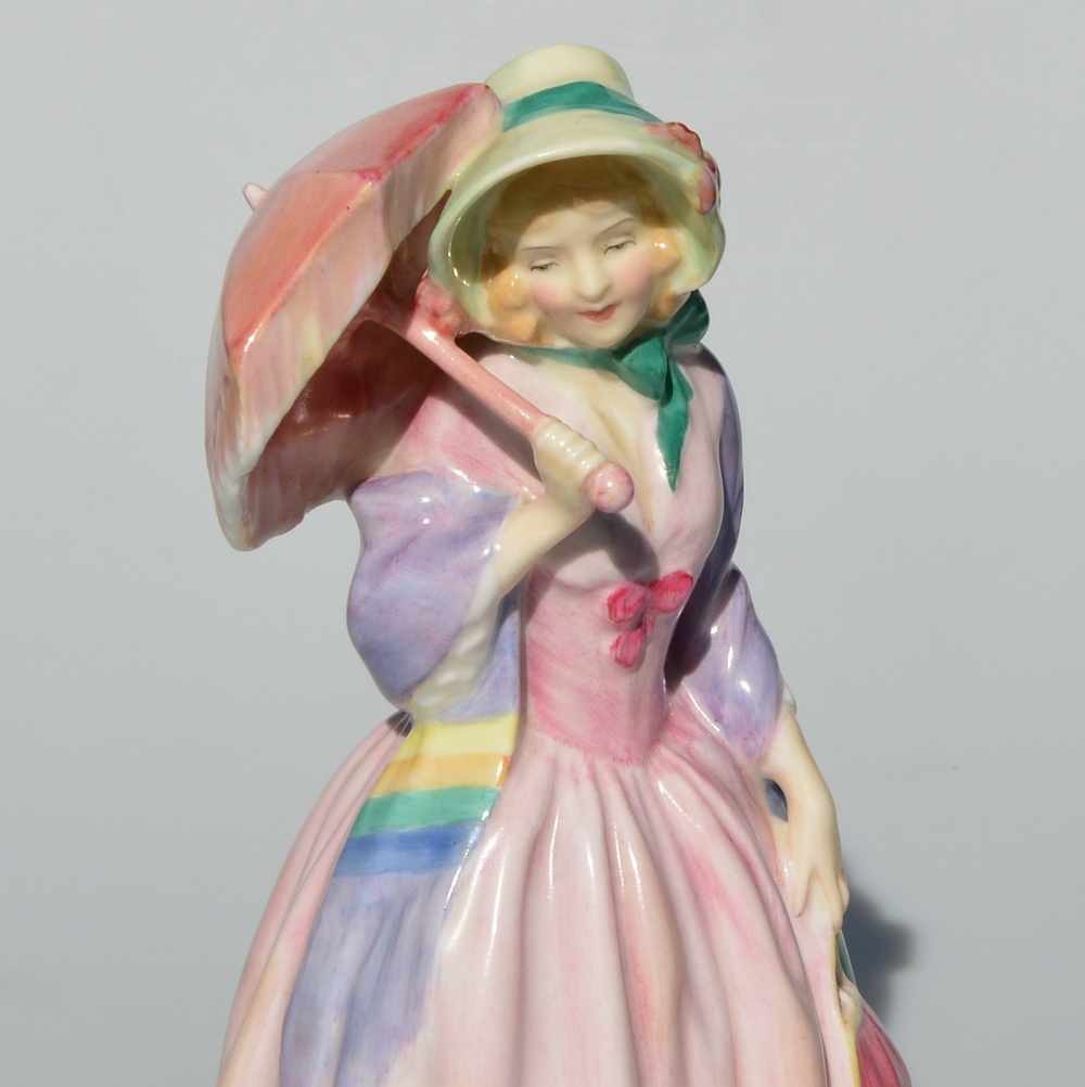 Starožitná zberateľská porcelánová soška Dáma so slnečníkom - 8