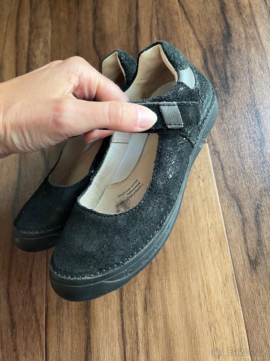 D ětské dívčí kožené černé baleríny balerínky D.D.Step - 8