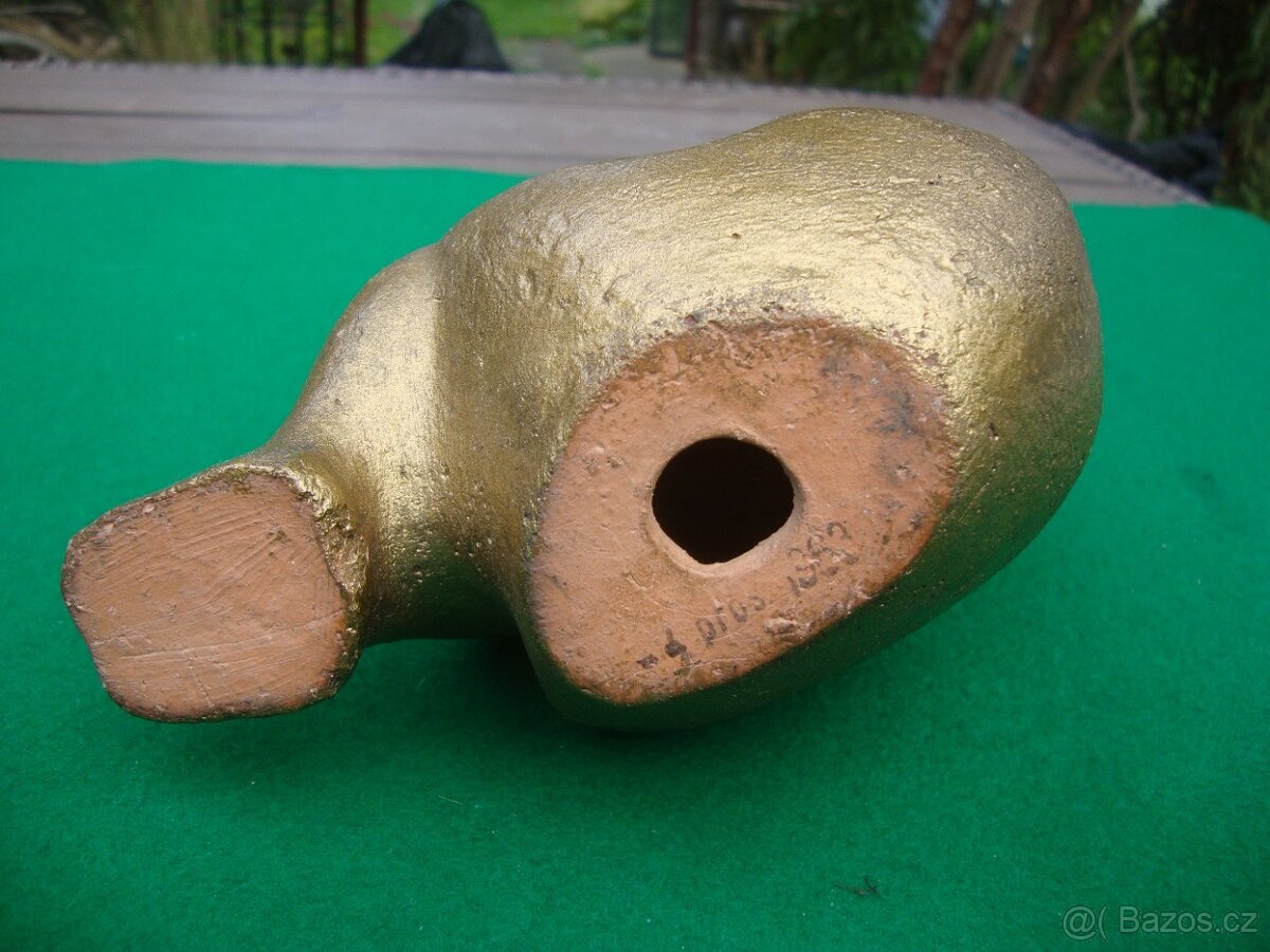 Retro socha soška dívka v šátku zlatá styl Brusel 1963 pěkná - 8