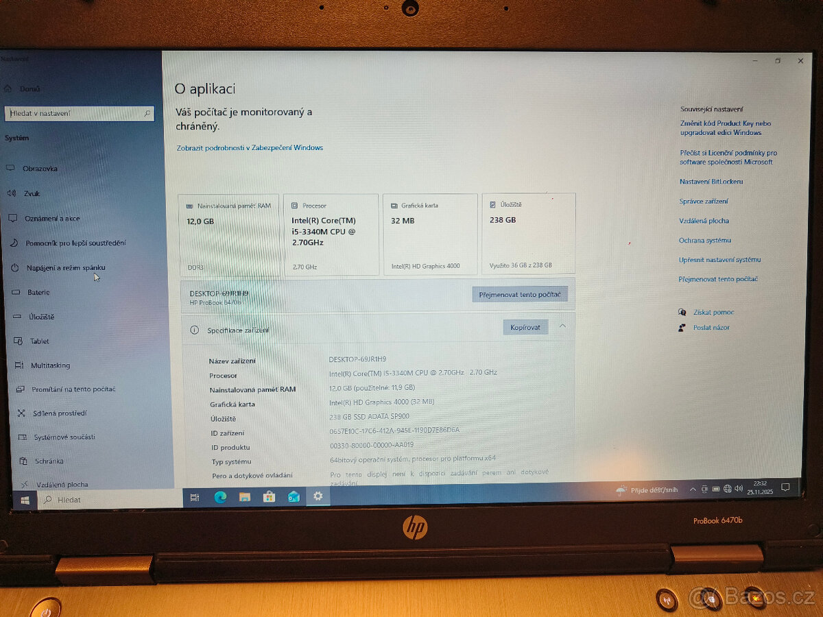 HP ProBook 6470b/i5-3340M/12GB RAM/256GB SSD - 8