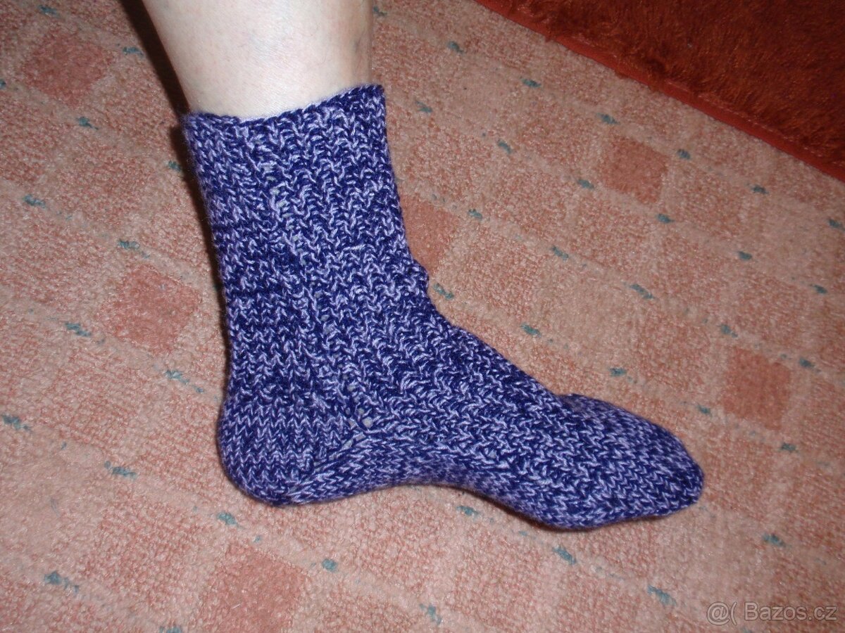 Vlněné ručně pletené ponožky - velikost 40-41 - 8