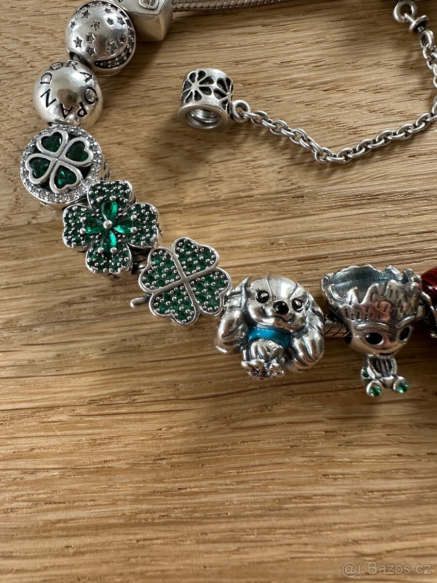 Zelený pavé čtyřlístek na Pandora náramek - 8