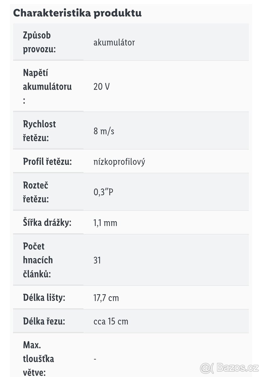 Aku řetězová pila Parkside V20 do ruky s baerií a nabíječkou - 8