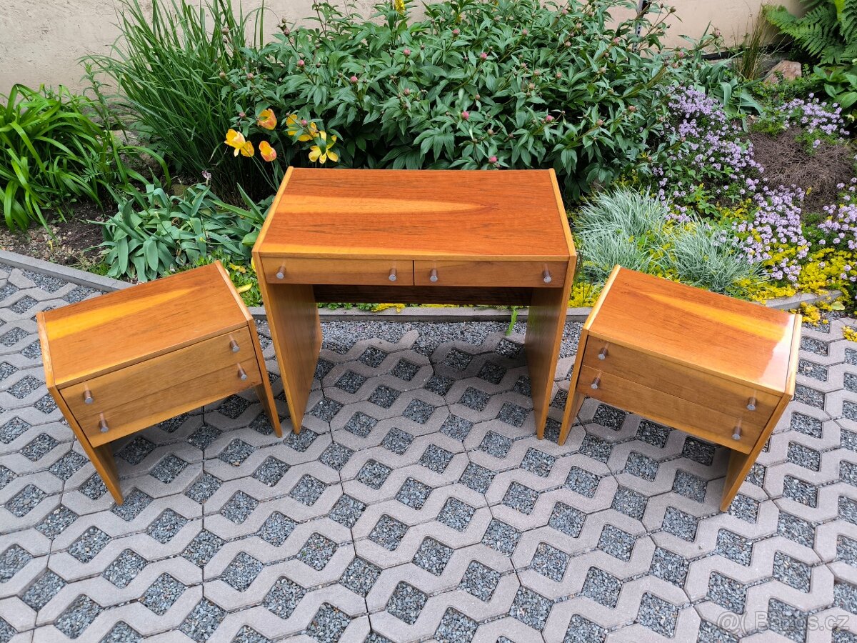 Retro set Femina - noční stolky, toaletka, zrcadlo - 8