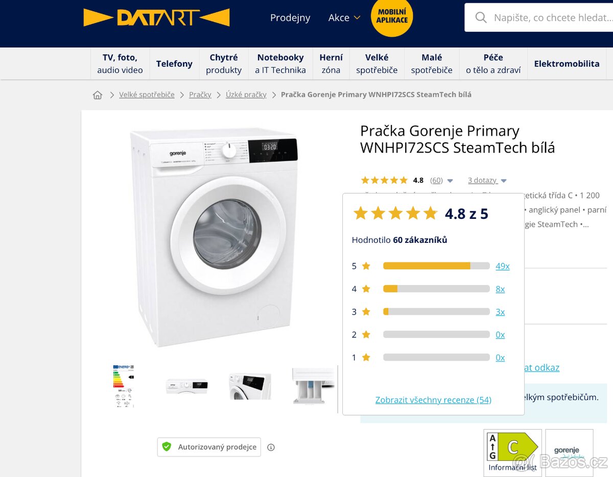 Pračka Gorenje Primary SteamTech (rok stará, bez poškození) - 8