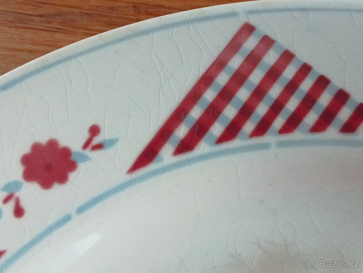 STAROŽITNÝ ART DECO FAJÁNS TALÍŘ SAINT AMAND LES EAUX FRANCI - 8