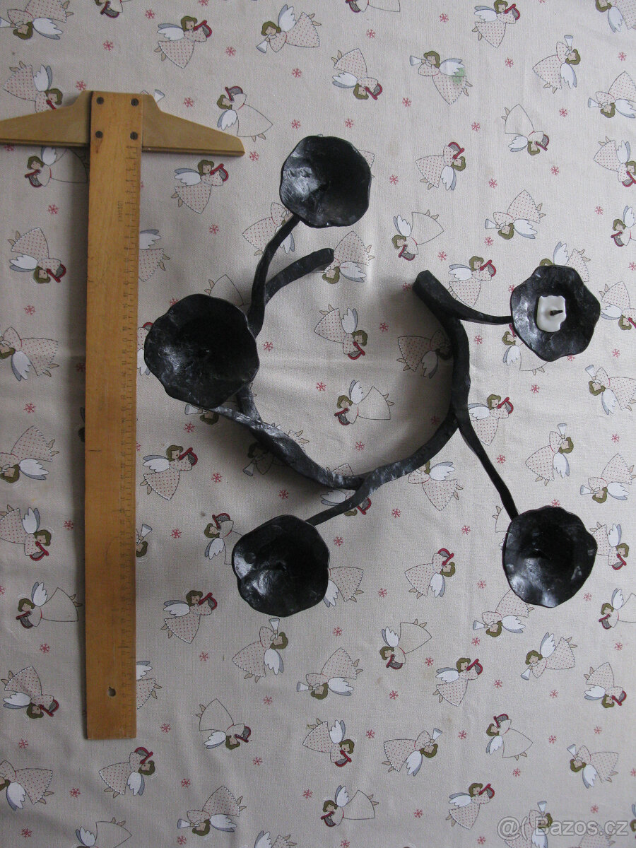 Kované,staré svícny,ke krbu+2 sošky,Vánoční dekorace,žabky - 8