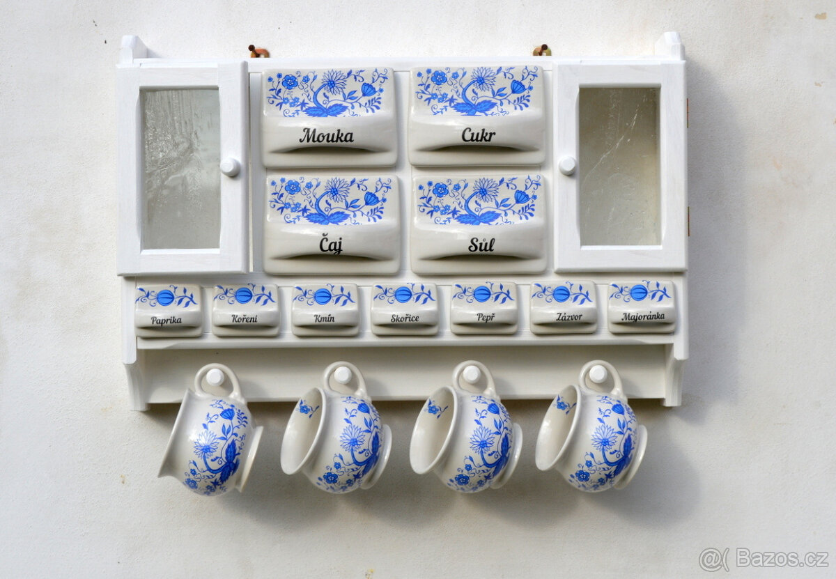 Dřevěná police velká s kořenky - motiv cibulák - 8