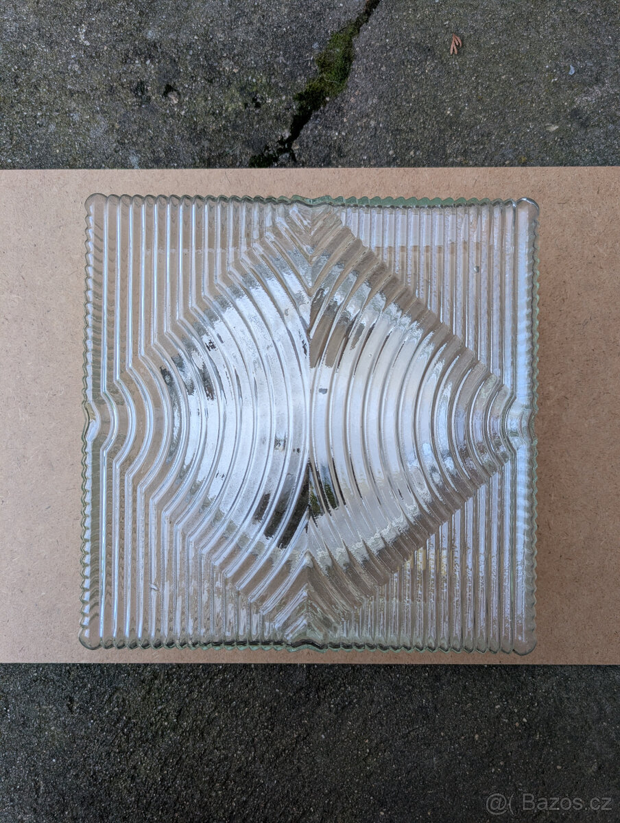 Retro skleněné hranaté nástěnné světlo, lustr - 8