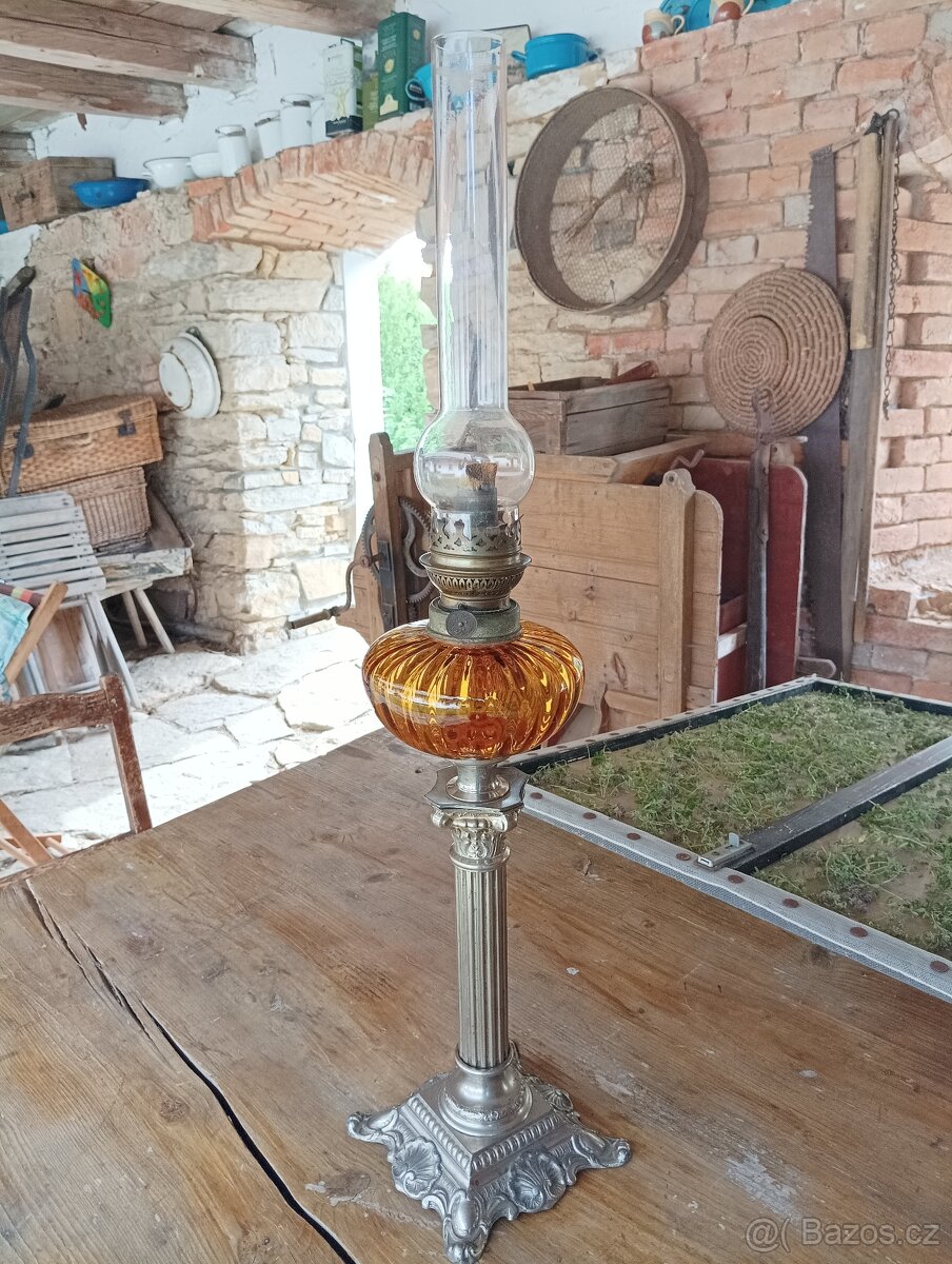 EMPÍROVÁ PETROLEJOVÁ LAMPA FRANCIE 19. STOLETÍ - 8