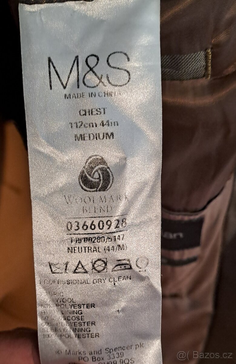 Pánské regular formální sako M&S Man/44-L/2x61cm - 8