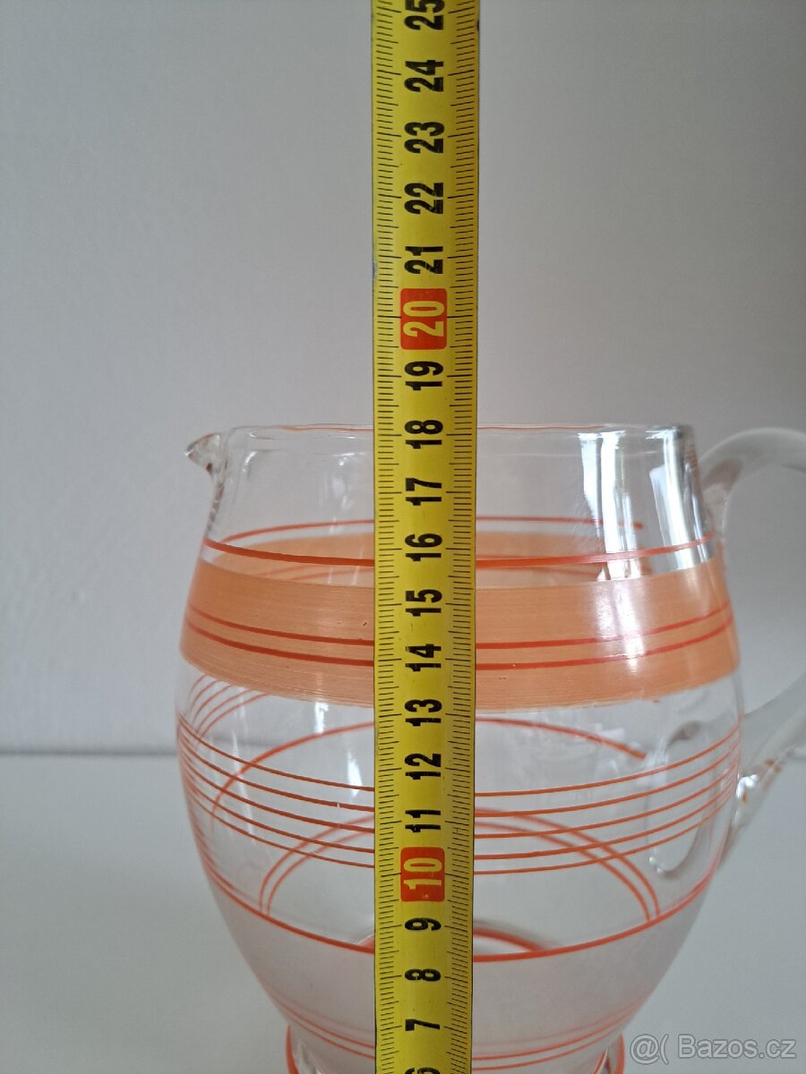 Art deco - džbán a sklenice - retro sklo - 8