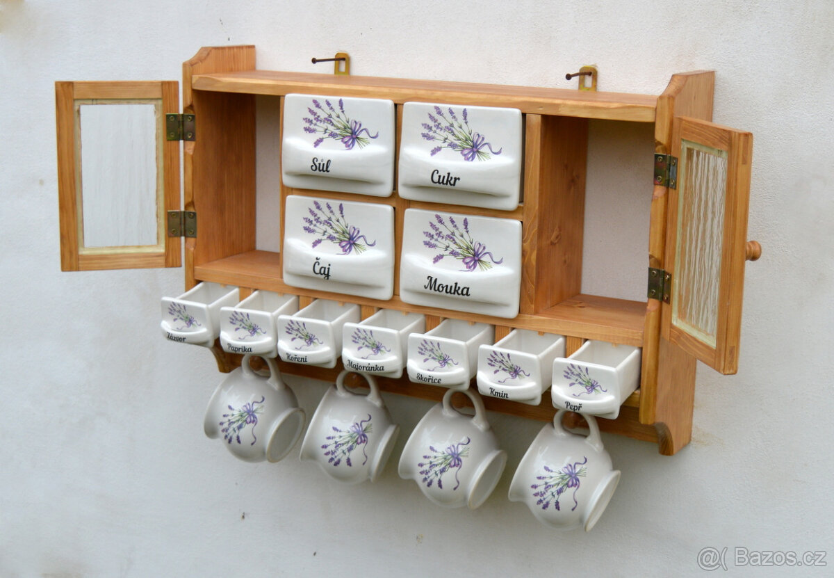 Police s kořenky do kuchyně - motiv levandule - 8