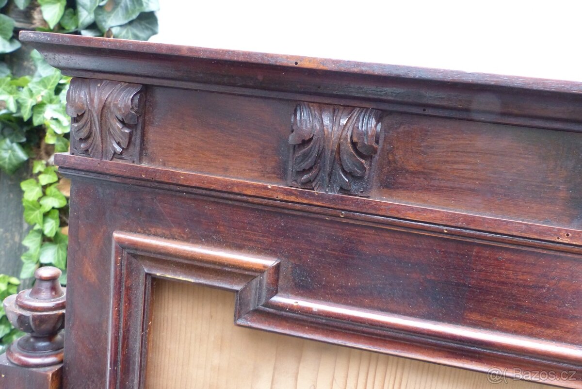 Staré toaletní zrcadlo s vyřezávanými prvky, šuplíky - 8