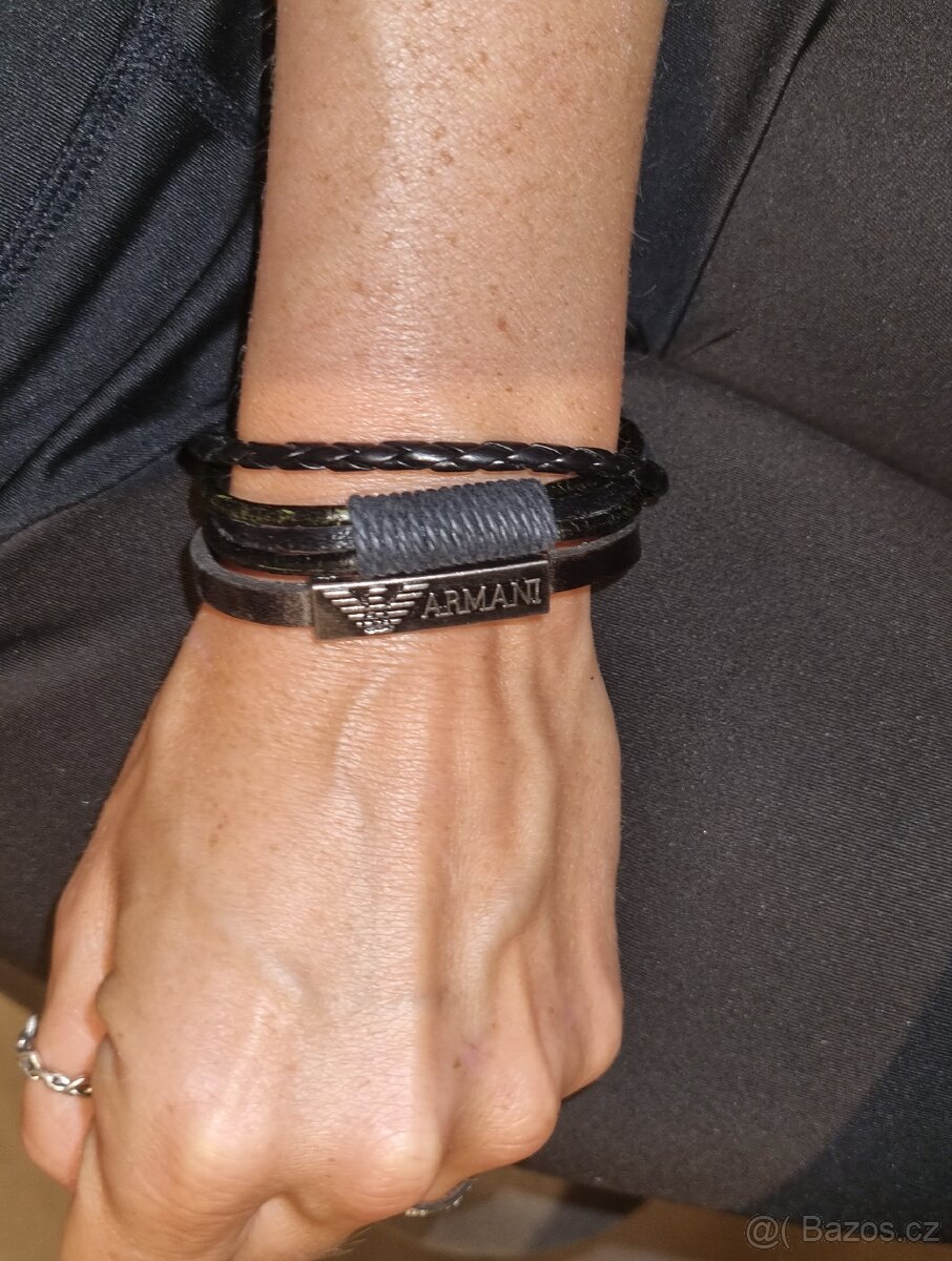 Armani pánský i unisex kožený náramek pravá kůže - 8