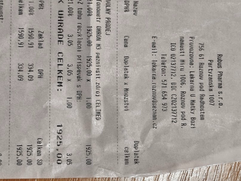 Prodám tlakoměr OMRON M3 - 8