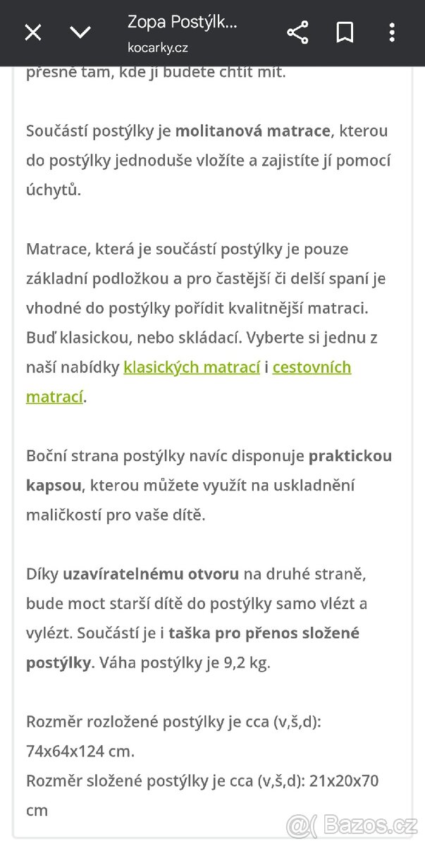 Cestovní postýlka Zopa Yoga - 8