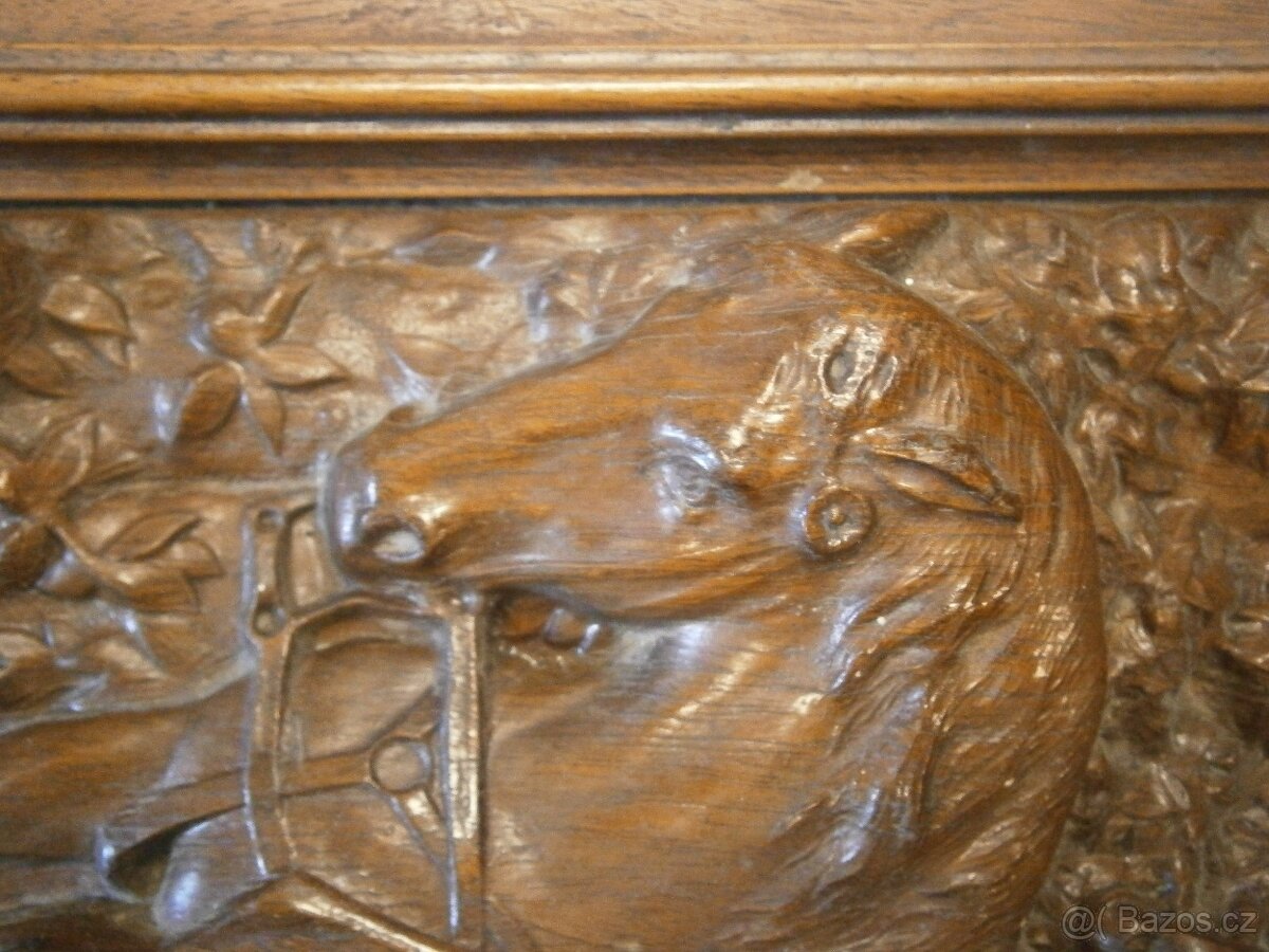 řezbovaný starožitný obraz krásné - 8