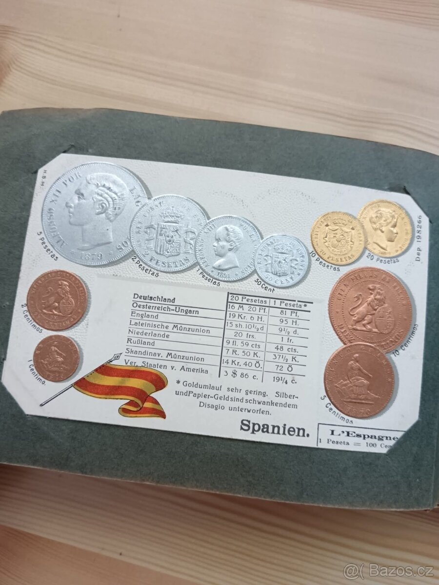 Peníze všech Zemí světa 37 Pohlednic s Mincemi z celého svět - 8