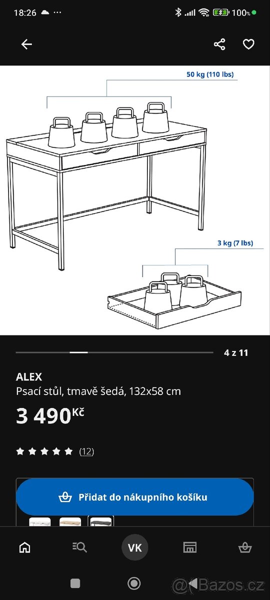 Psací stůl Alex IKEA 132x60cm - 8