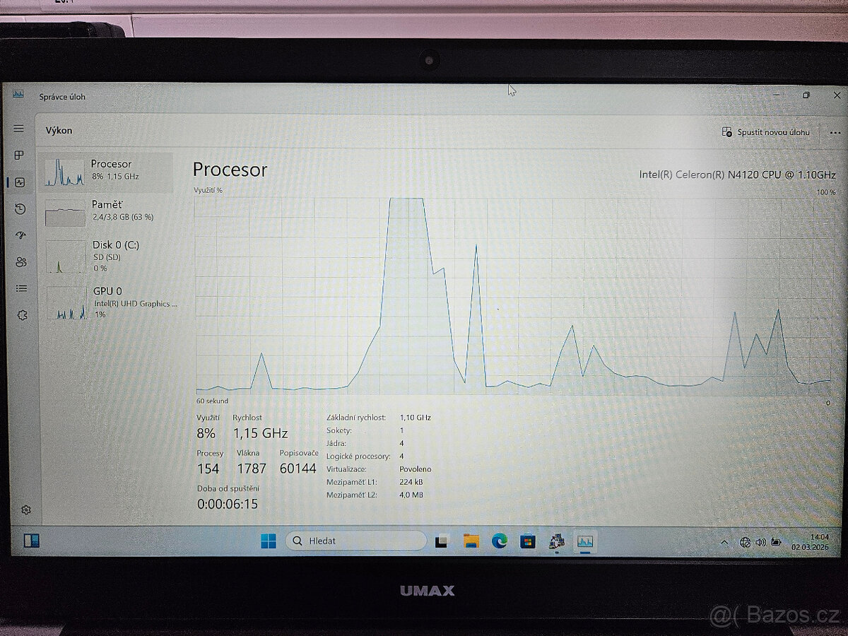Umax Visionbook 14Wr Plus - Celeron/4GB/64GB/Win11P - 8