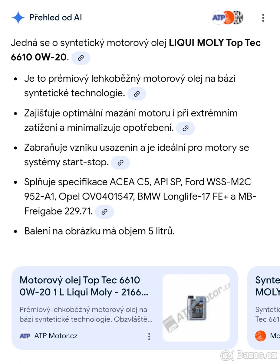 LIQUI MOLY originální oleje 0w20 TOPTEC 6600 - 8