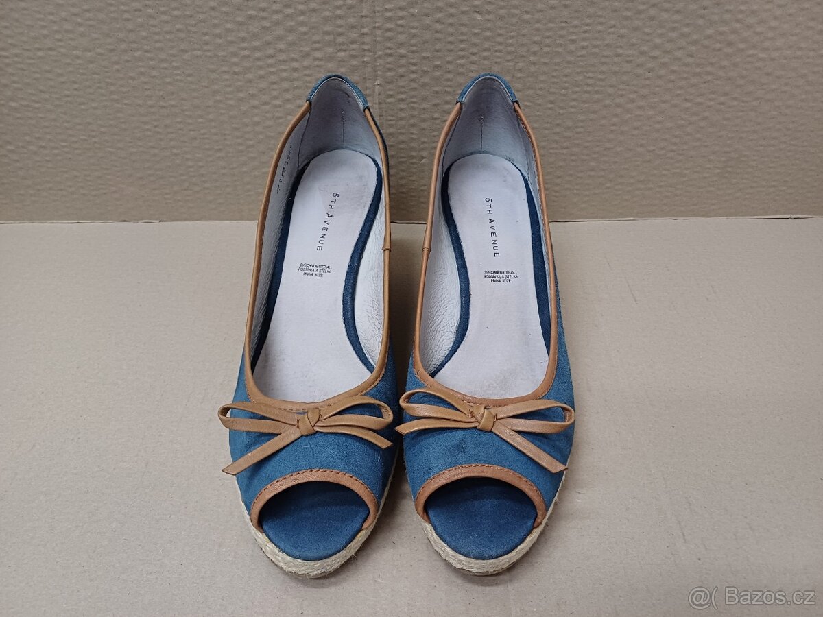 Modré kožené lodičky vel.41 - 8