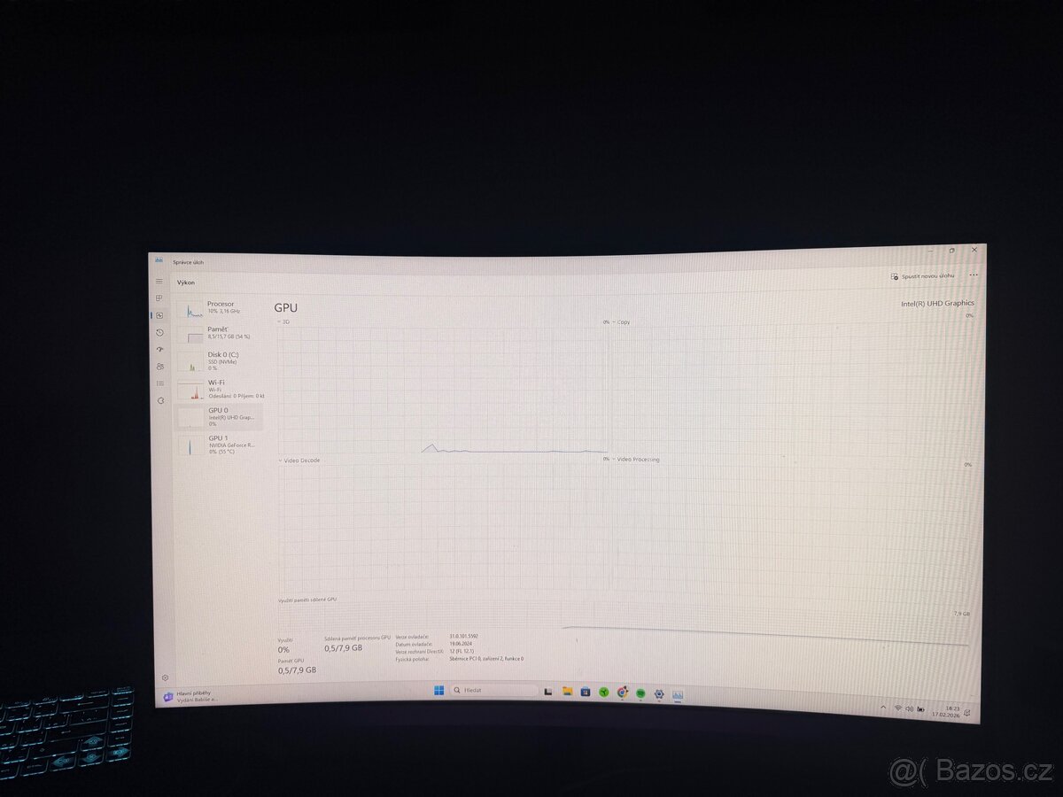Prodám herní notebook MSI Thin 15 B12UCX. - 8
