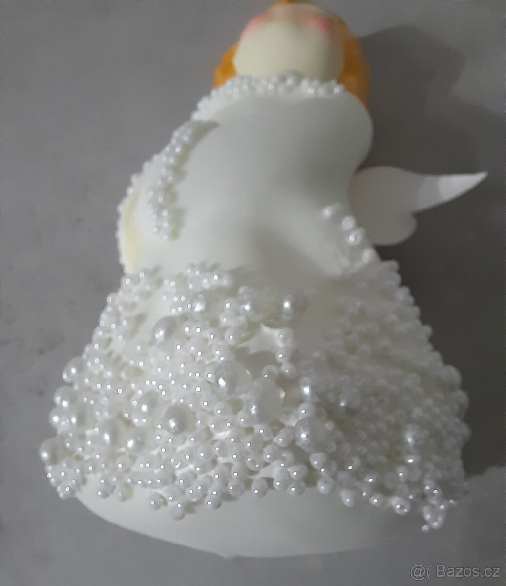 Vánoční ozdoba anděl skleněná - ruční výroba - 8