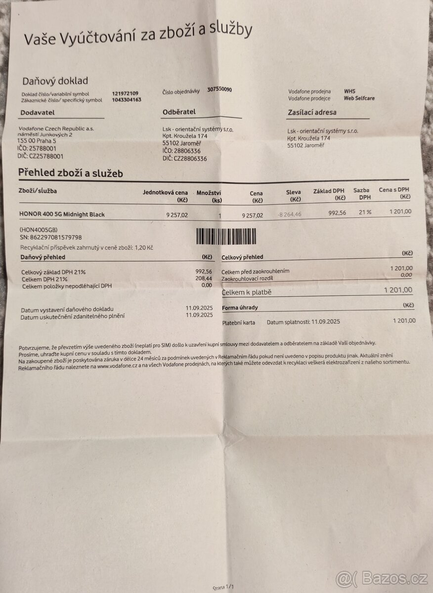 Honor 400, 8/512 gb. "Černá". - 8