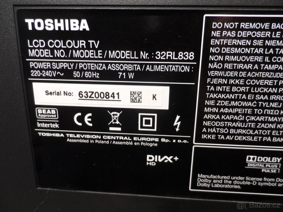 TOSHIBA 32 RL838 - 8