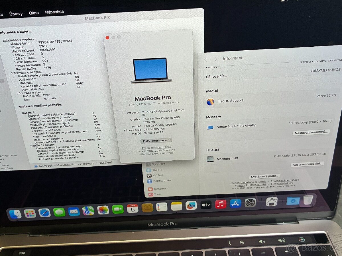 MacBook Pro 13'' 2018 / i5 / 8GB / 256GB SSD - DPH - 8