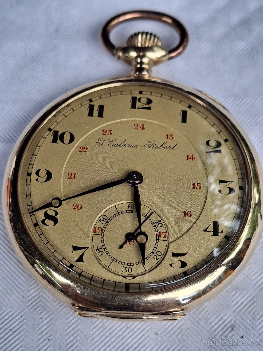 Zlaté kapesní hodinky J.Calame Robert - 8