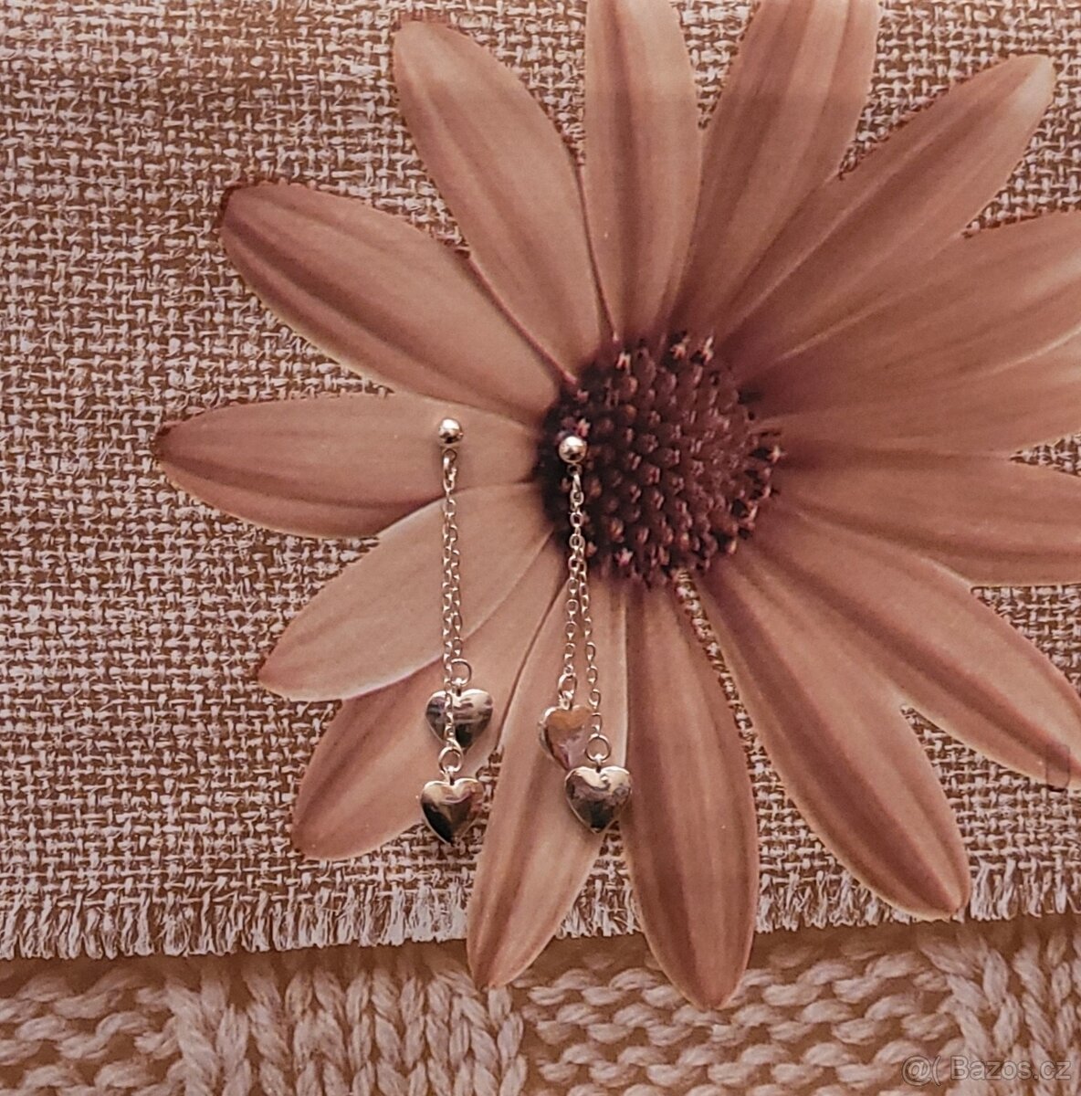 Nové dámské i dívčí stříbrné náušnice visací se srdíčky 925 - 8