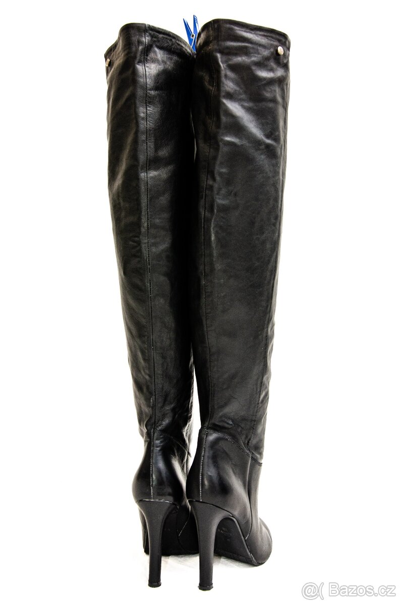 Velmi vysoké kožené kozačky Badura nad kolena vel. EU 38 - 8