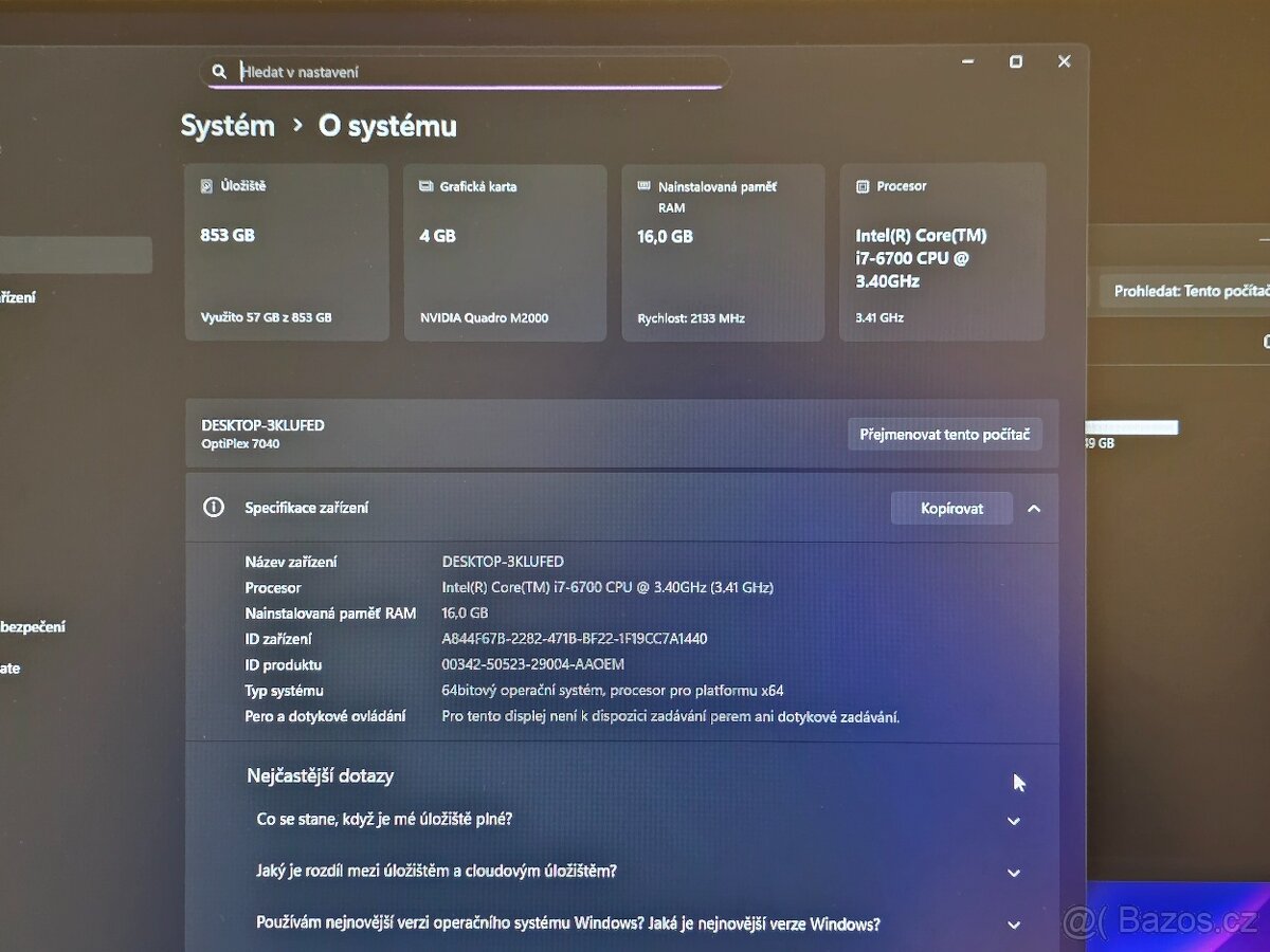 Dell – i7, 16GB, NVMe a HDD Quadro M2000..až 4 monitory - 8