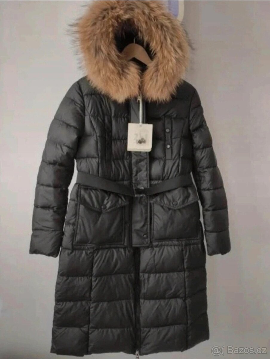 Nový dámský kabát s pravou kožešinou, bunda vel M - 8