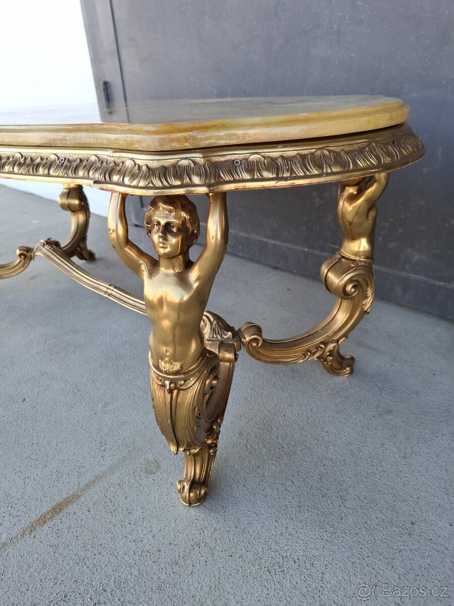 Bronzový figurální stůl s mramorem - 8